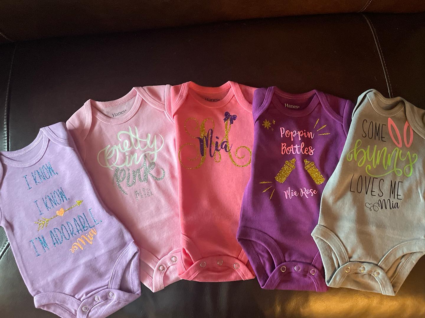 Personalized Baby Onesies – Custom Glitter & Vinyl Designs